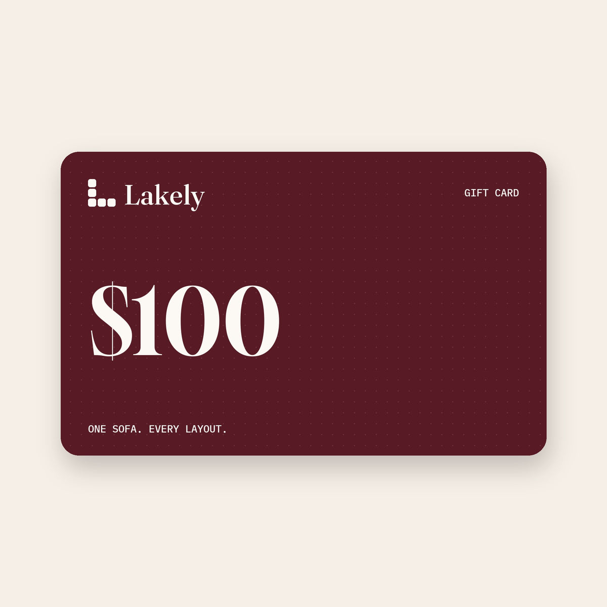Lakely gift card, $100