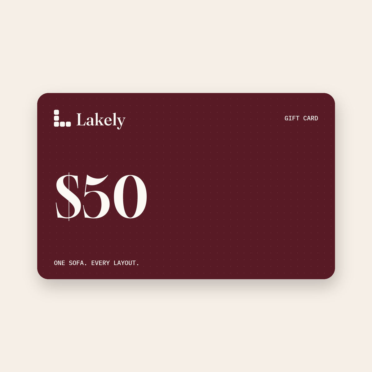 Lakely gift card, $50