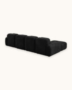 Modular Sofa with Reversible Ottoman, 4 Seats in Black, back view [c:black]