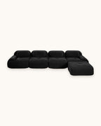 Modular Sofa with Reversible Ottoman, 4 Seats in Black, studio photo on a light background [c:black] [pack]