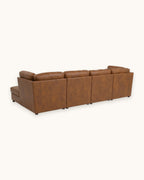 Modular U-Shaped Sectional with Two Ottomans, 6 Pieces in Light Brown, back view [c:lightbrown]