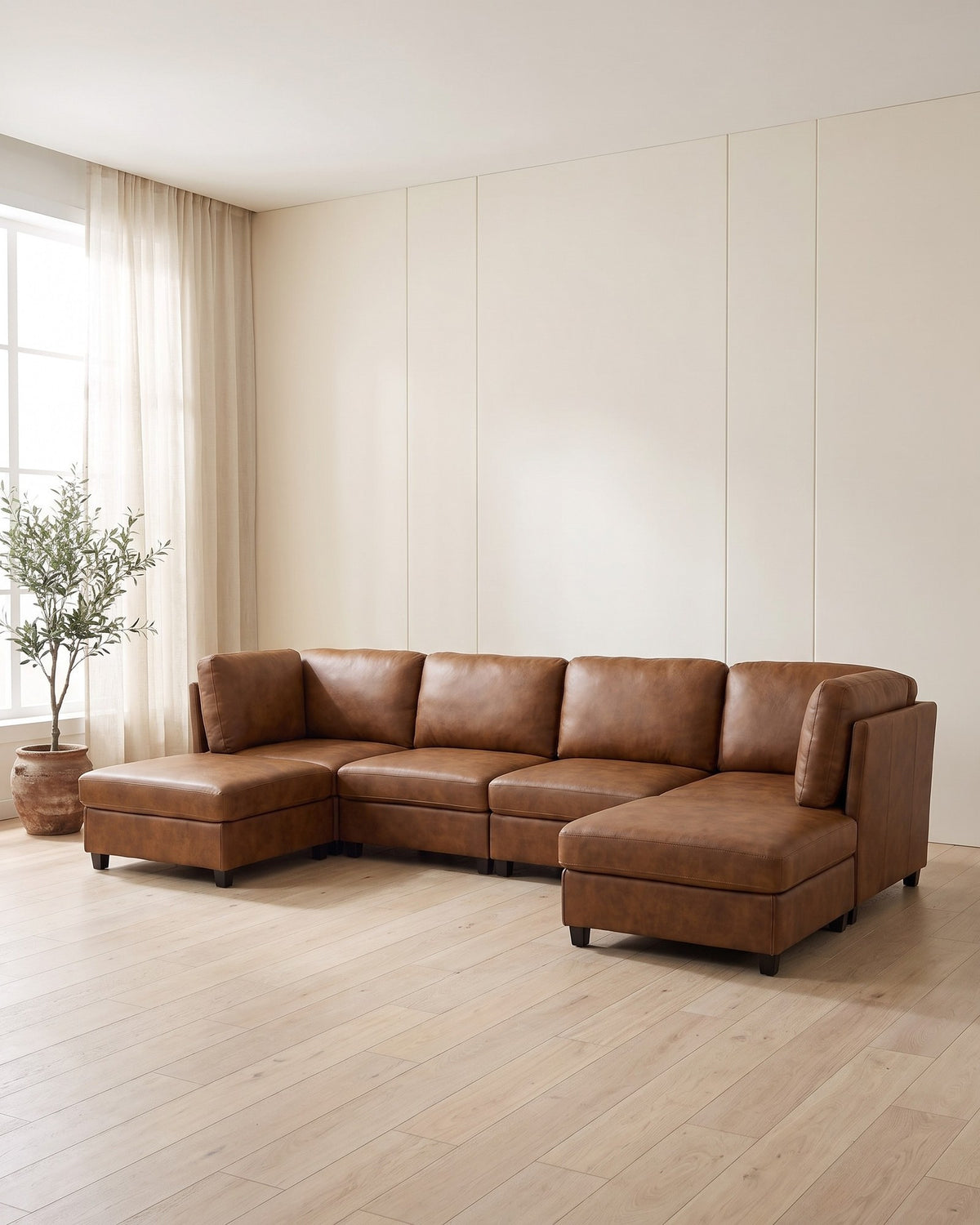 Modular U-Shaped Sectional with Two Ottomans, 6 Pieces
