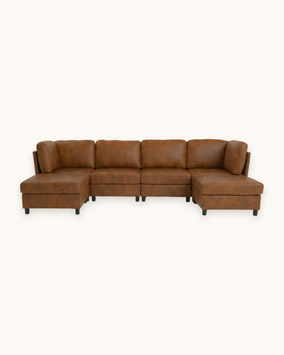 Modular U-Shaped Sectional with Two Ottomans, 6 Pieces