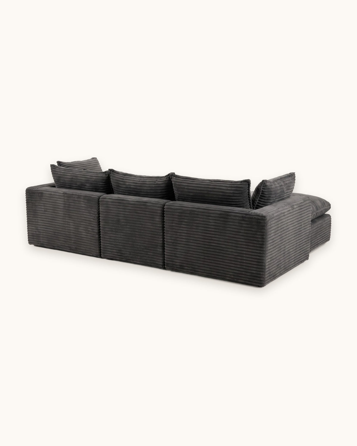 Oversized Cloud L-Shaped Sectional, 102 in in Antique Grey, back view