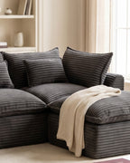 Oversized Cloud L-Shaped Sectional, 102 in in Antique Grey, close-up of the right end [c:antiquegrey]