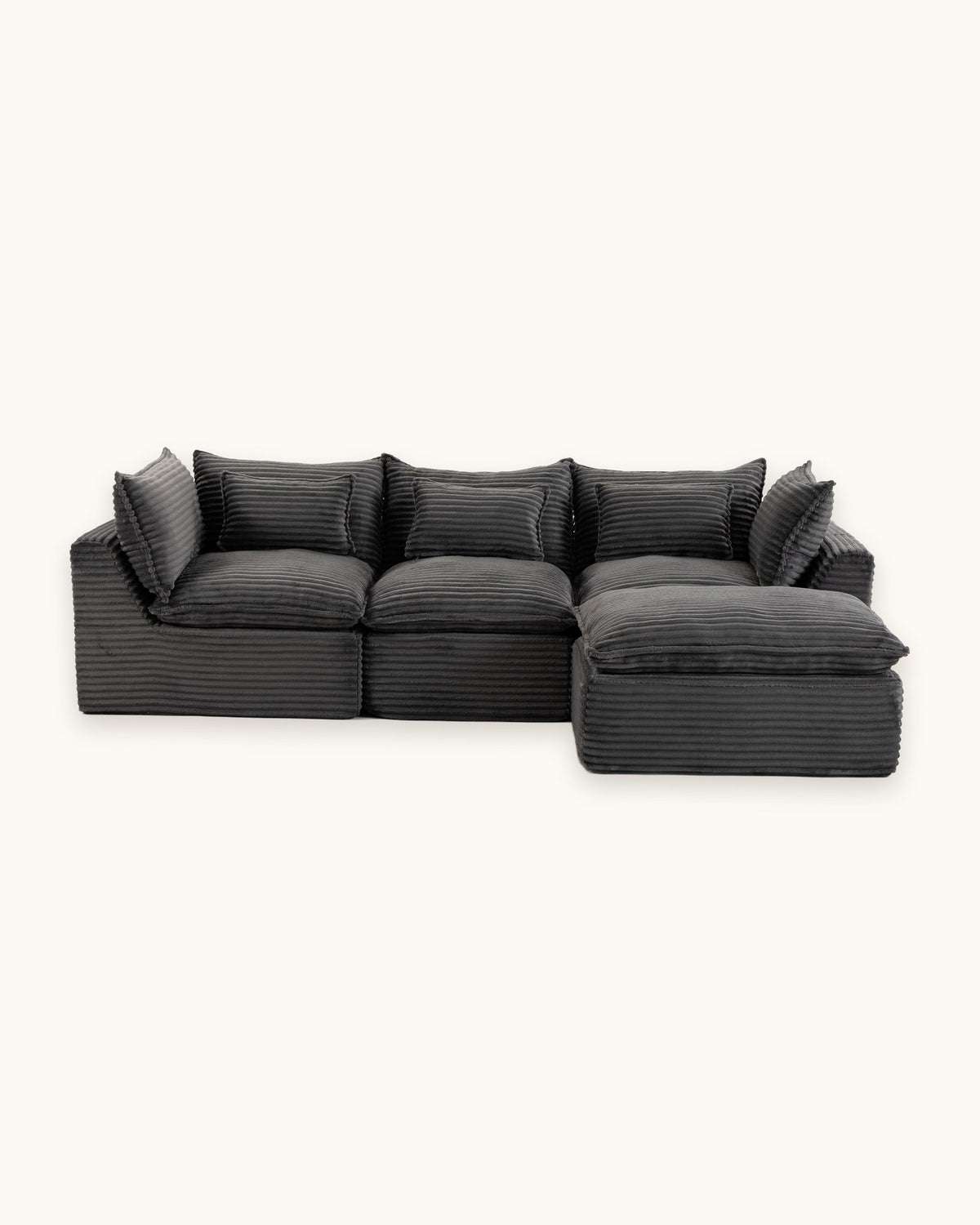 Oversized Cloud L-Shaped Sectional, 102 in in Antique Grey, studio photo on a light background