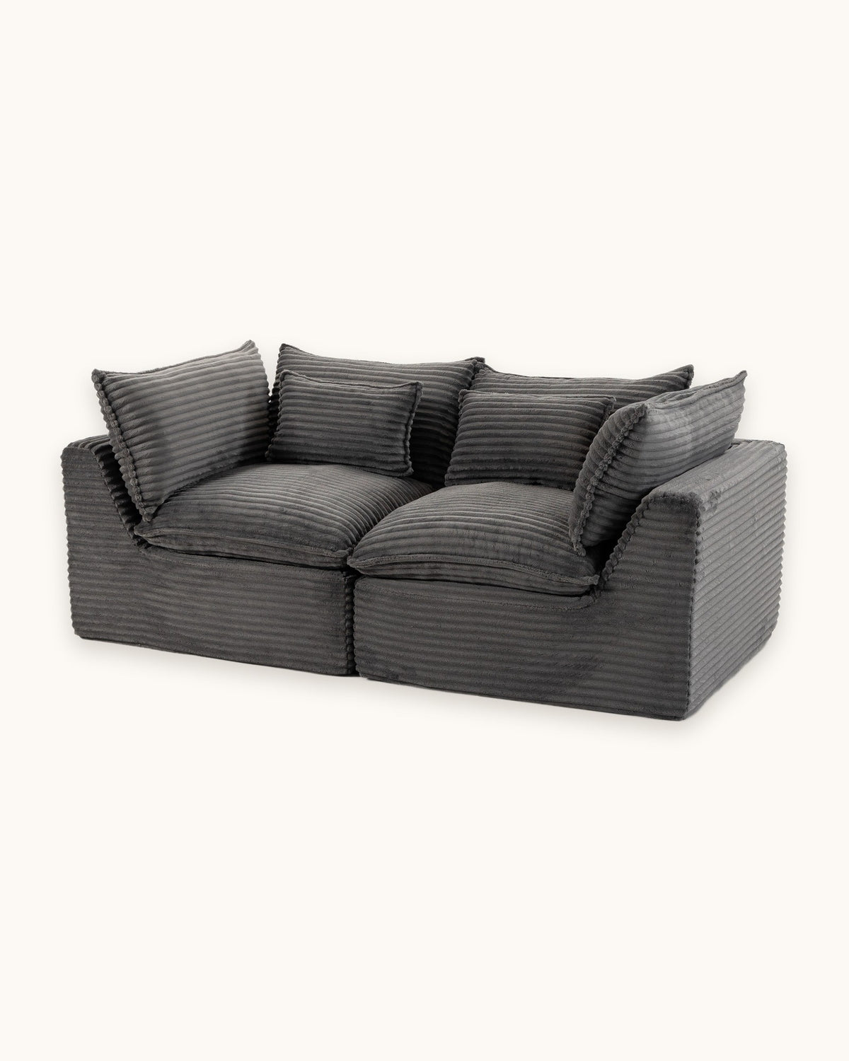 Oversized Cloud Loveseat, 75 in in Antique Grey, studio photo on a light background