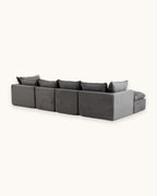 Oversized Cloud U-Shaped Sectional with Ottomans, 130 in in Antique Grey, back view [c:antiquegrey]