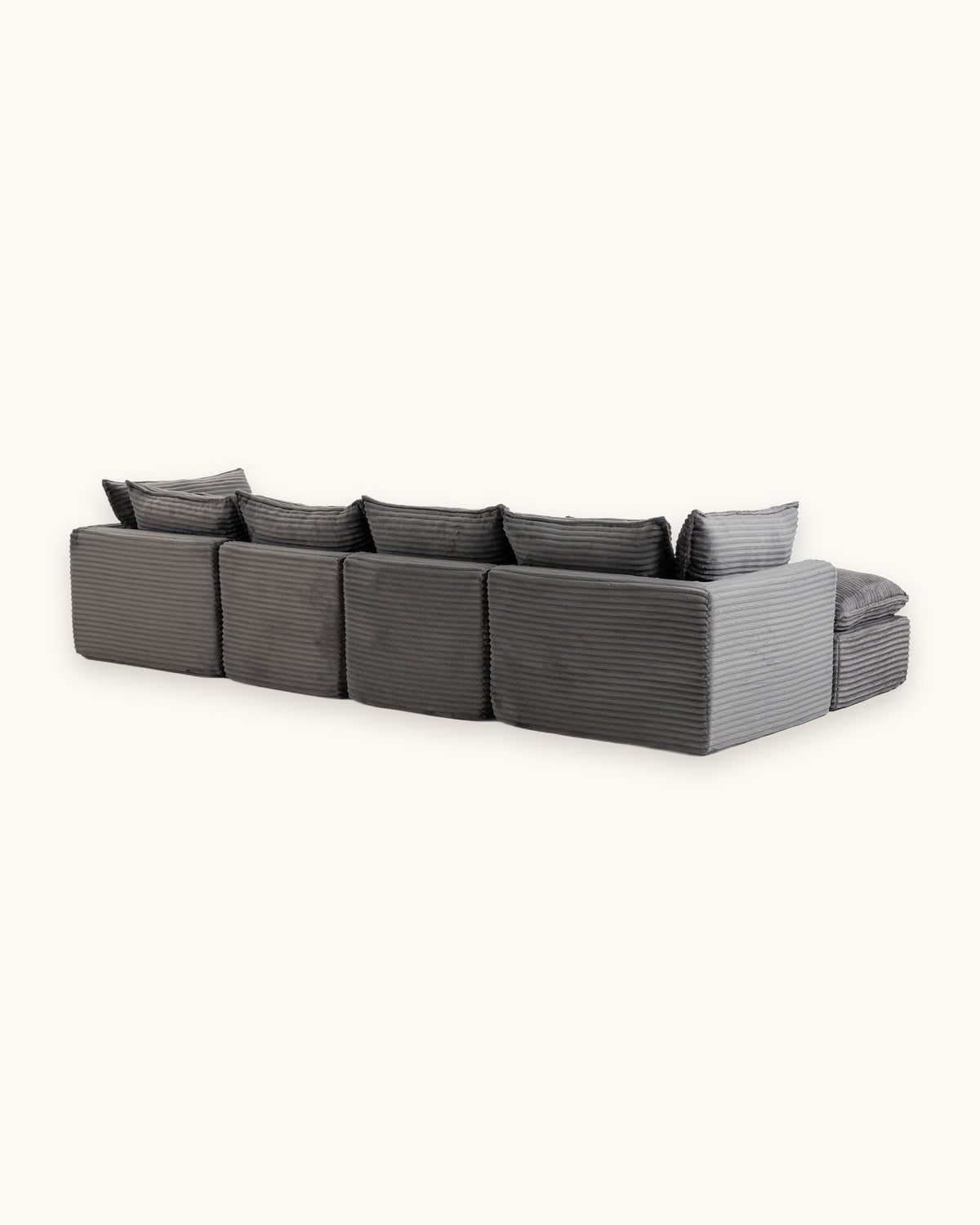 Oversized Cloud U-Shaped Sectional with Ottomans, 130 in in Antique Grey, back view