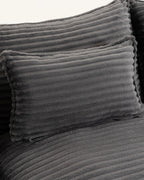 Oversized Cloud U-Shaped Sectional with Ottomans, 130 in in Antique Grey, fabric close-up [c:antiquegrey] [r:detail]