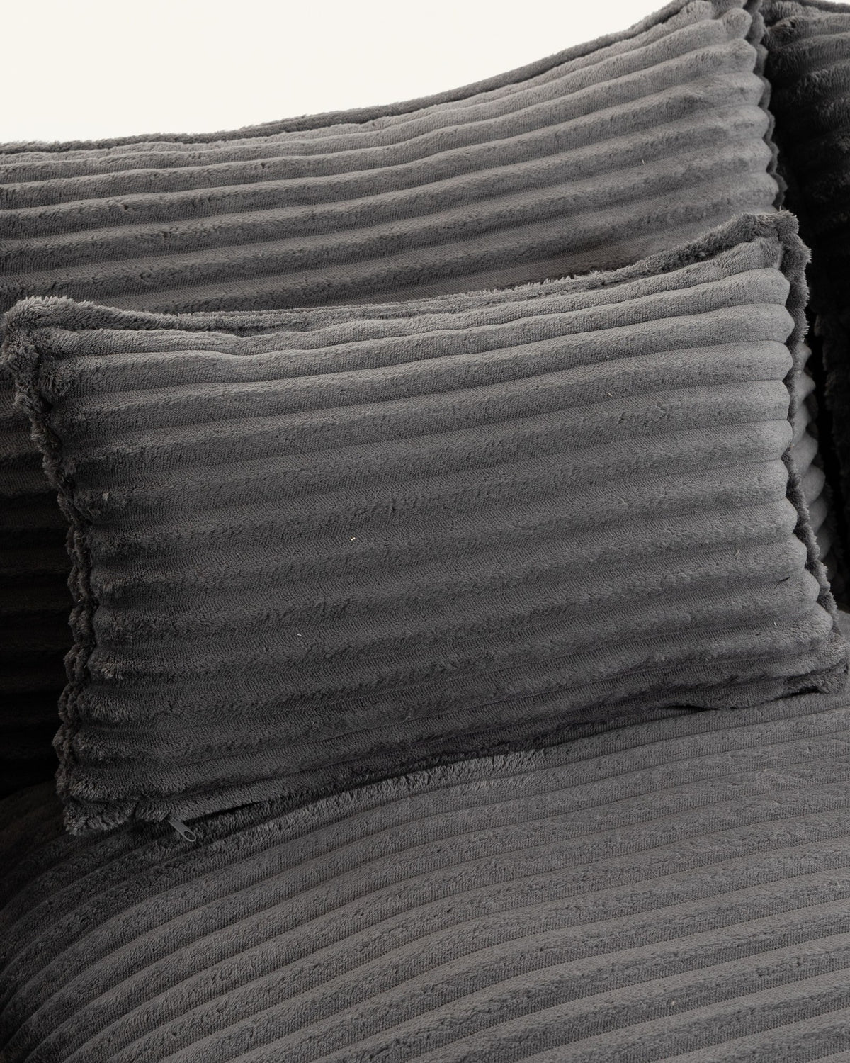 Oversized Cloud U-Shaped Sectional with Ottomans, 130 in in Antique Grey, fabric close-up
