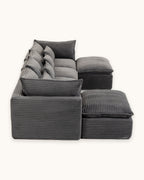 Oversized Cloud U-Shaped Sectional with Ottomans, 130 in in Antique Grey, side view [c:antiquegrey]