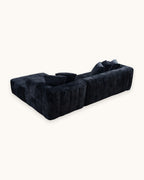 Textured Cloud L-Shaped Sectional with Chaise, 108 in in Black, back view [c:black]