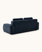 Tufted Corduroy Loveseat, 82 in in Blue, back view [c:blue]