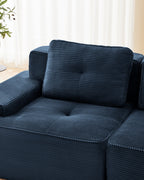 Tufted Corduroy Loveseat, 82 in in Blue, fabric close-up [c:blue]
