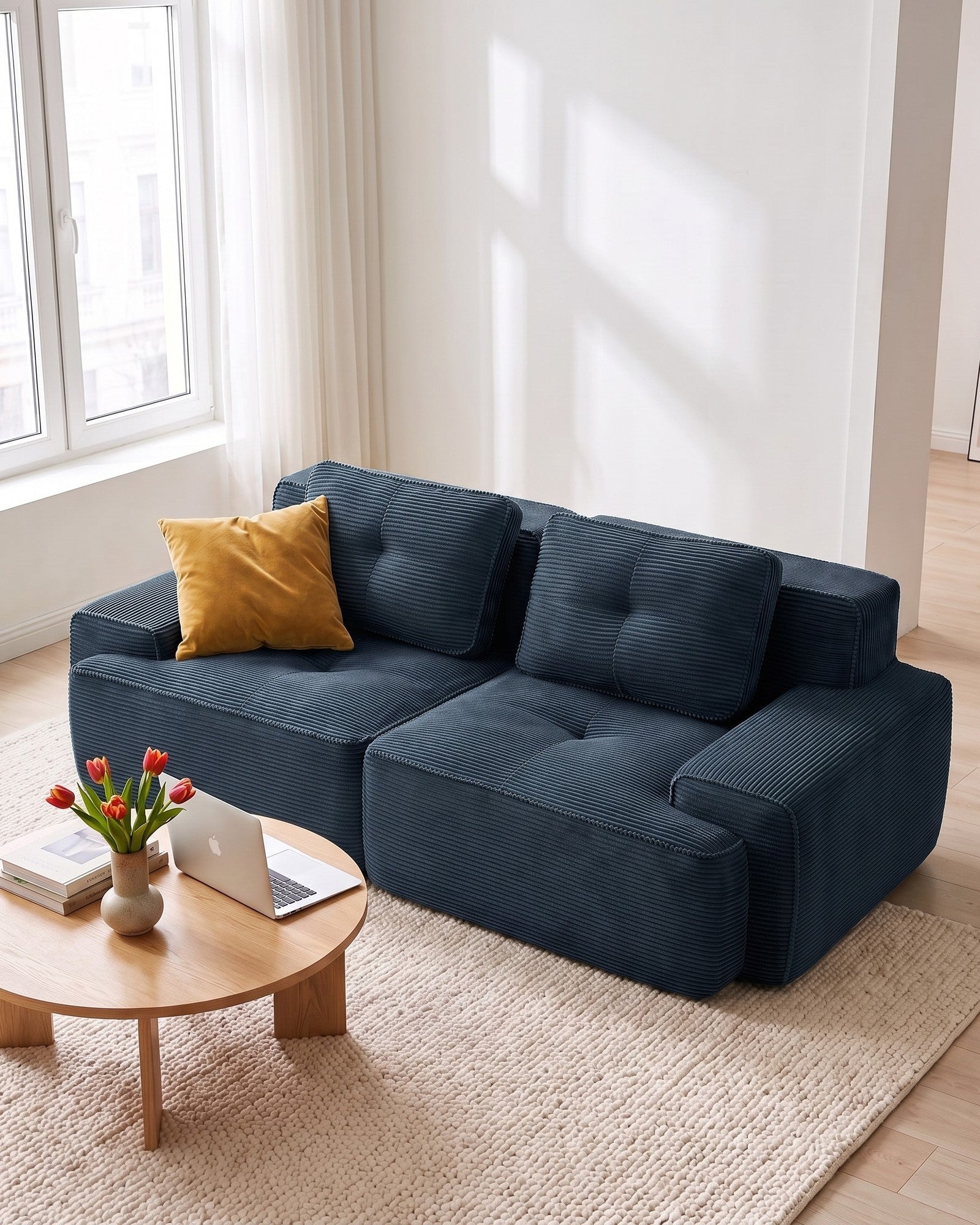 Blue & Navy Sectionals in a living room