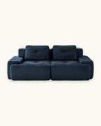 Tufted Corduroy Loveseat, 82 in in Blue, studio photo on a light background [c:blue] [pack]