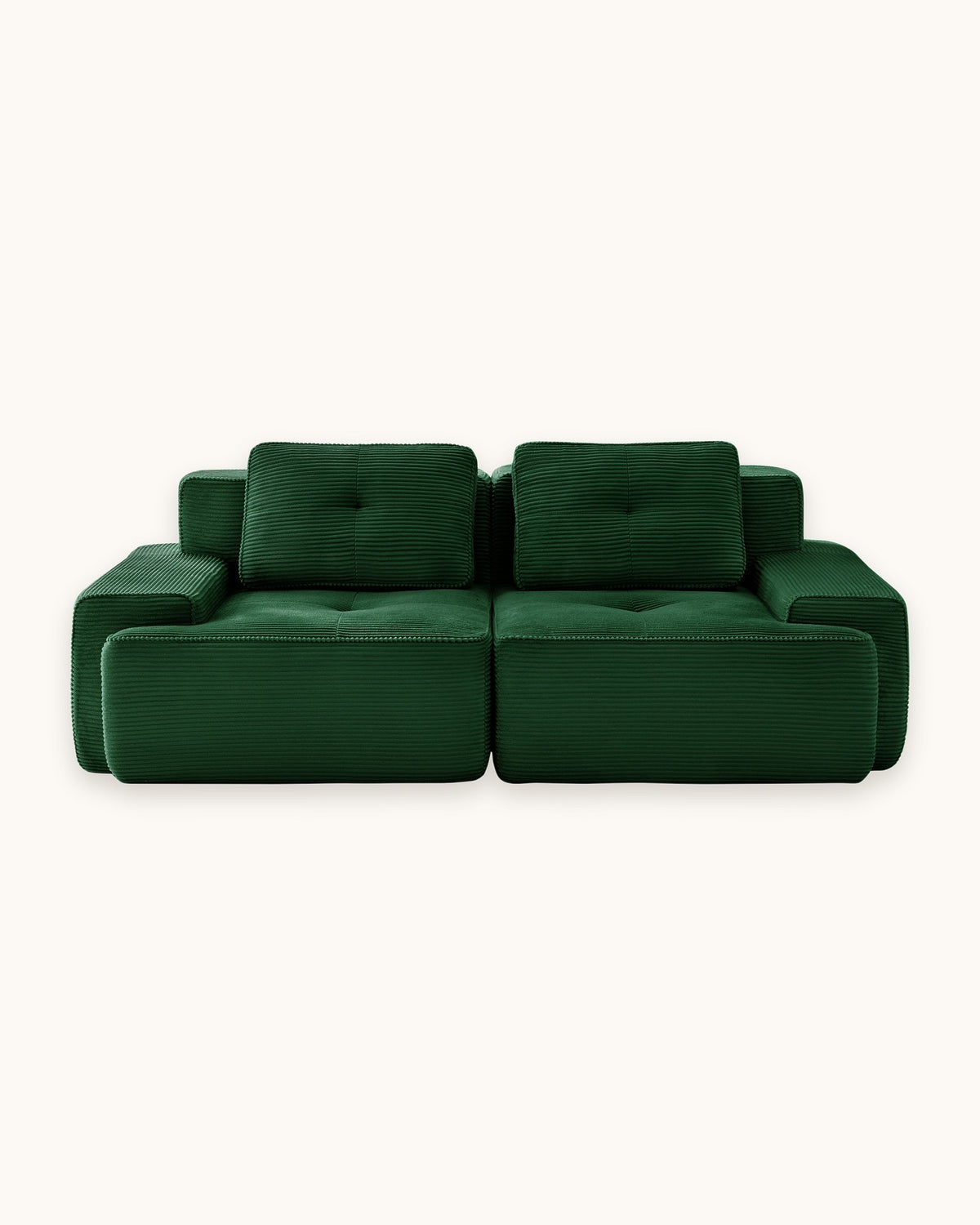 Tufted Corduroy Loveseat, 82 in in Green, studio photo on a light background
