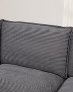 U-Shaped Corduroy Cloud Sectional with 2 Storage Ottomans, 130 in in Dark Grey, fabric close-up [c:darkgrey]