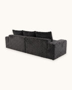 Velvet Modular Sofa, 4 Seats, 120 in in Black, back view [c:black]