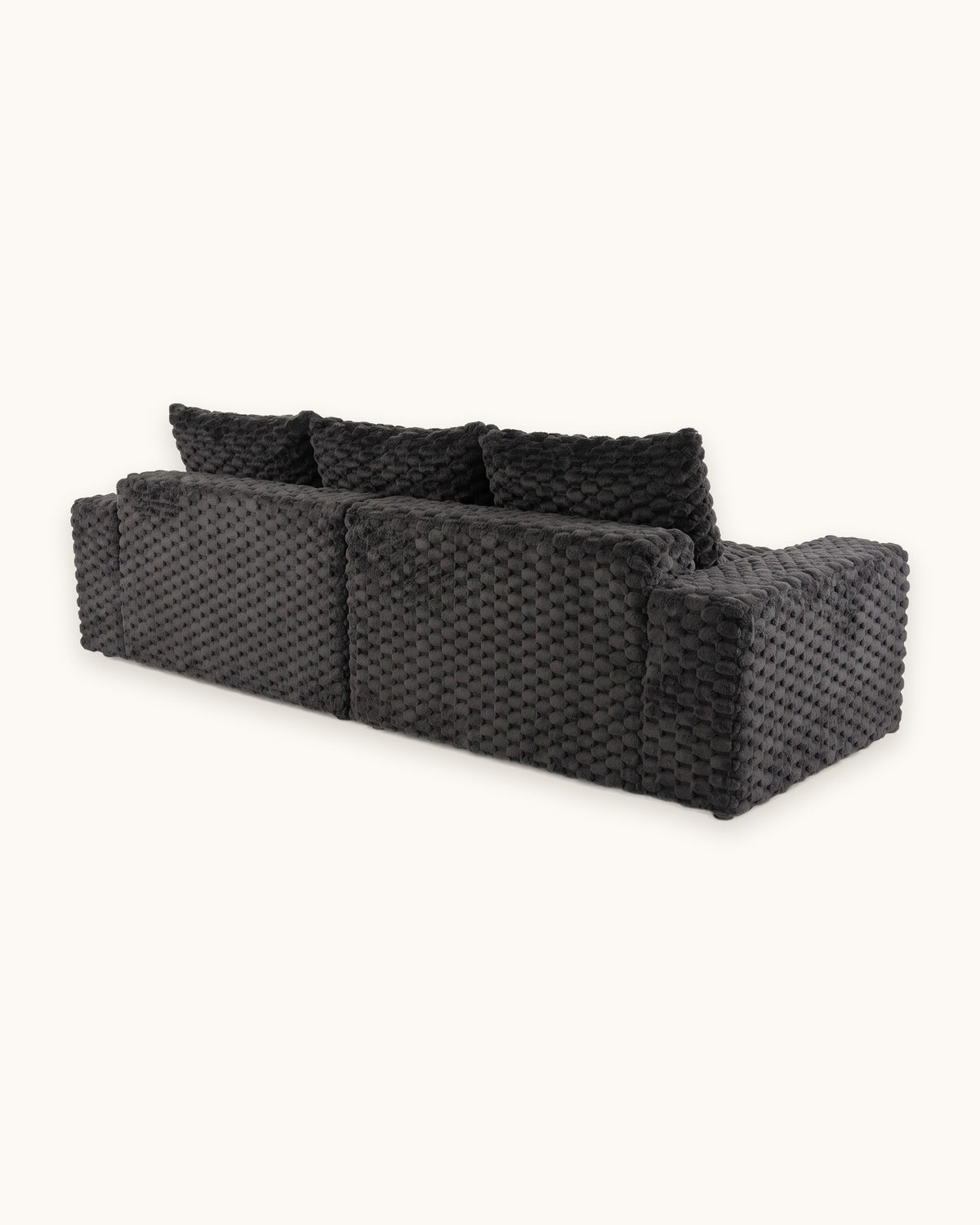 Velvet Modular Sofa, 4 Seats, 120 in in Black, back view
