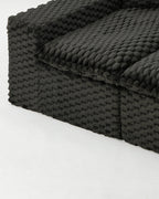 Velvet Modular Sofa, 4 Seats, 120 in in Black, fabric close-up [c:black] [r:detail]