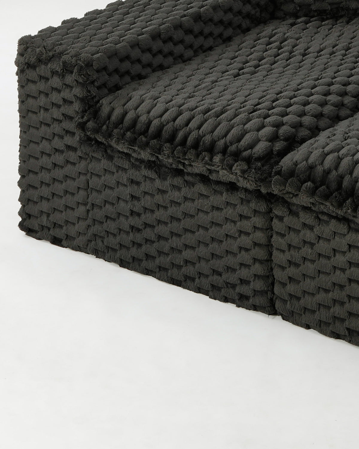 Velvet Modular Sofa, 4 Seats, 120 in in Black, fabric close-up