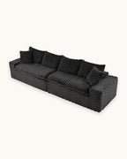 Velvet Modular Sofa, 4 Seats, 120 in in Black, studio photo on a light background [c:black] [pack]